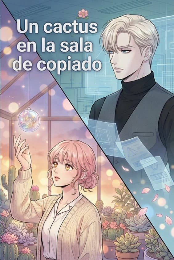 Un cactus en la sala de copiado